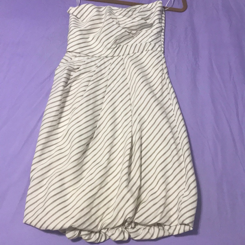 Zara Size XS beige striped Strapless dress